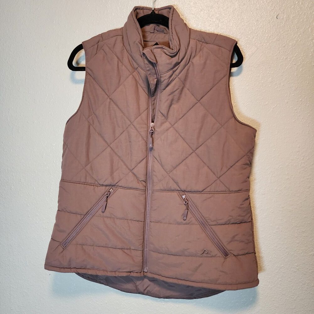 Ridgecut Toughwear Womens Small Quilted Insulated Work Vest Taupe Brown Zip